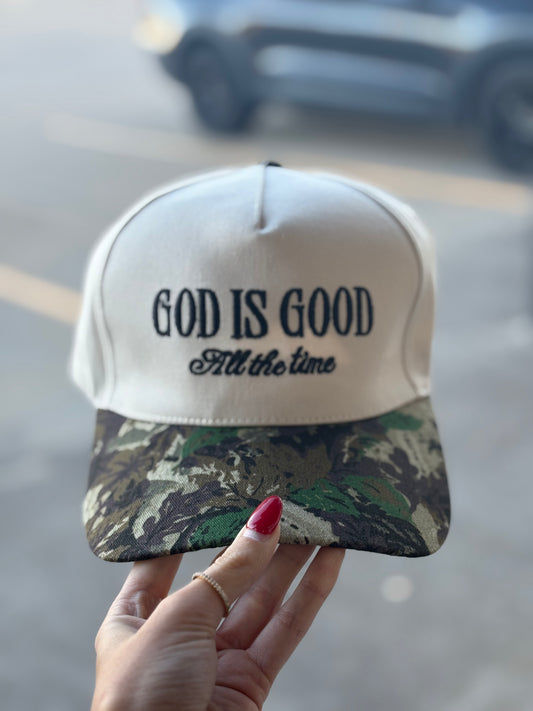 “GOD IS GOOD ALL THE TIME” TWO-TONE CANVAS CAP