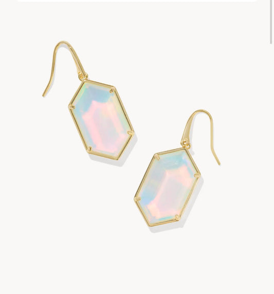 Hallie Drop Earrings Gold Opalite Illusion