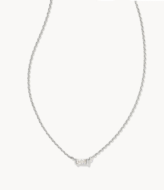 Juliette Silver Pendant Necklace in White CZ