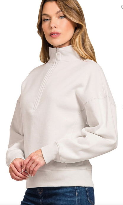 Fleece High Neck Half Zip Sweatshirts