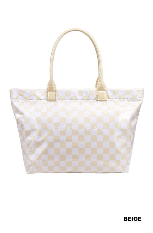 PVC KRAFT CHECKERED TOTE BAG
