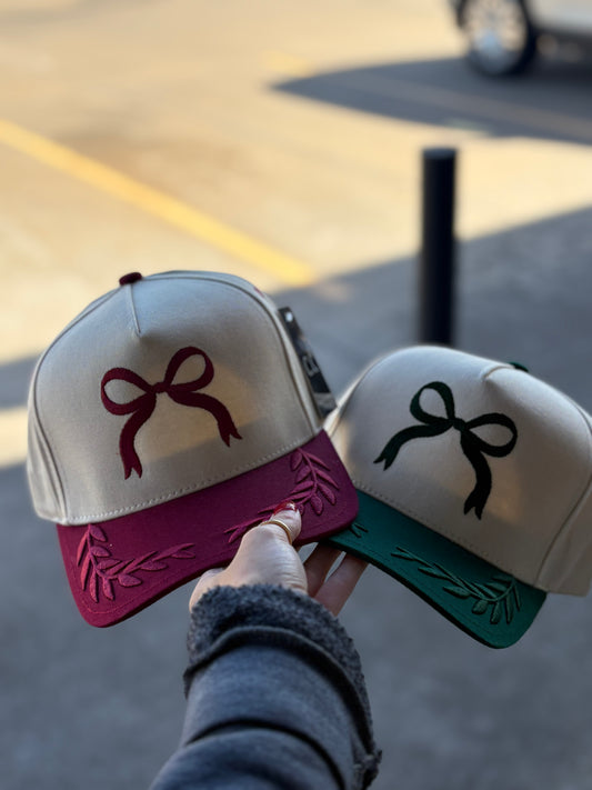 Festive Bow Red & Green Hats