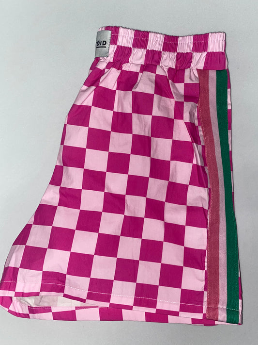 Pink Checkered Boxer Shorts with colored side lining