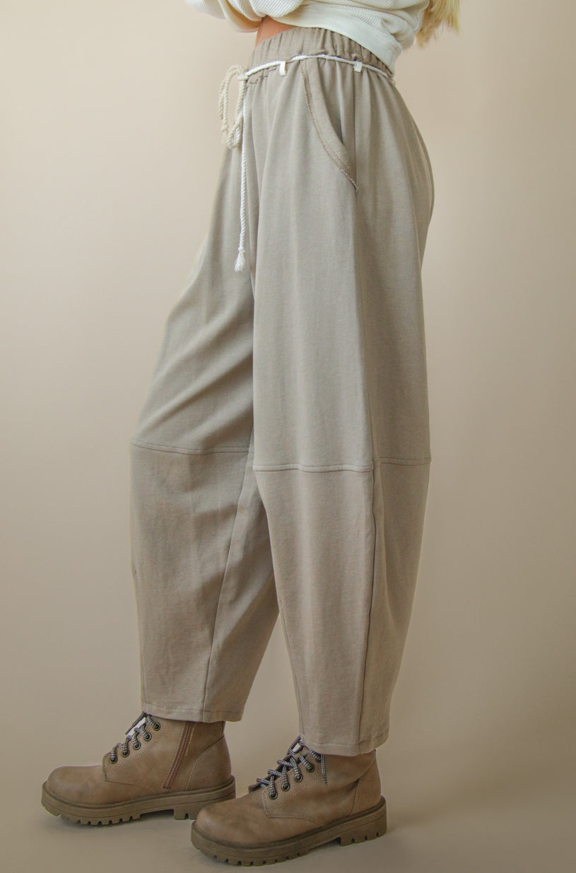 Braid Waist Strip Barrel Pants