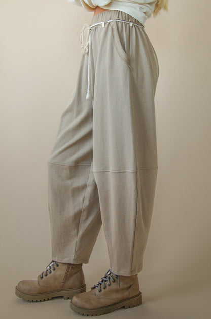 Braid Waist Strip Barrel Pants