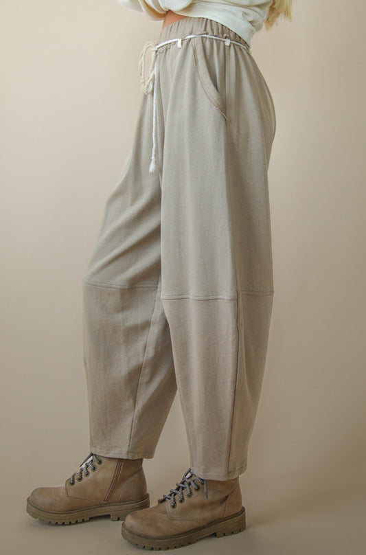 Braid Waist Strip Barrel Pants