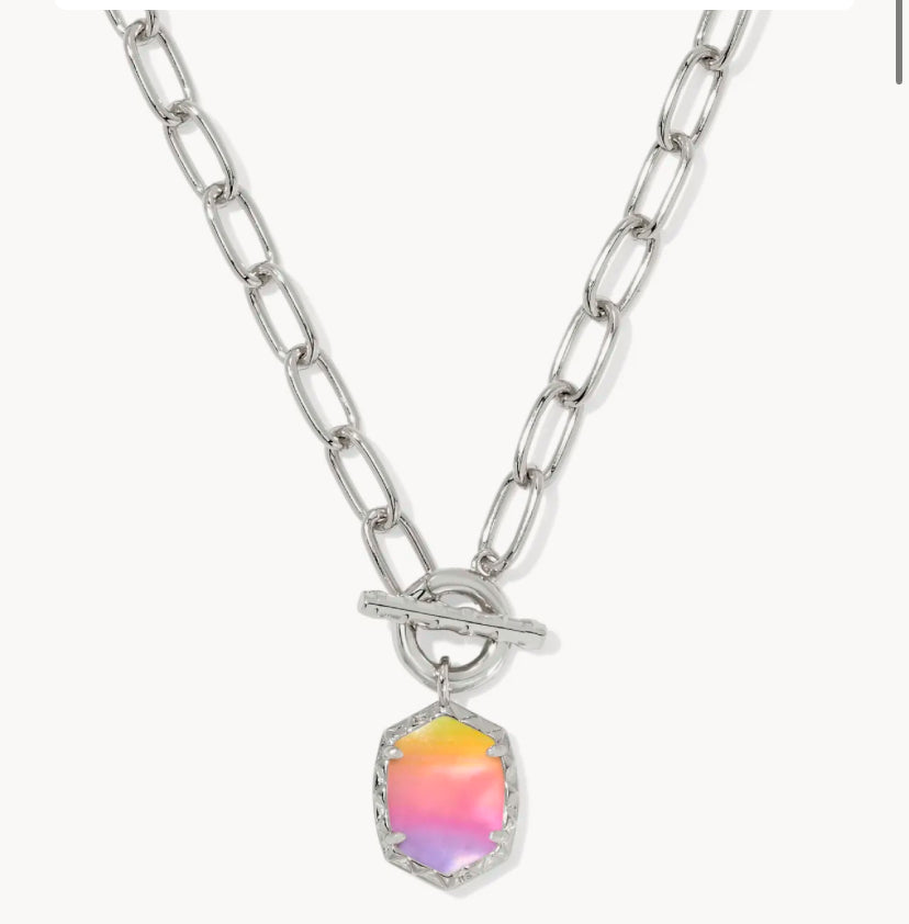 Daphne Link Chain Necklace Rhod Sunrise Watercolor Illusion