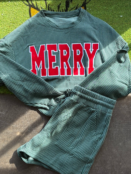 “MERRY” Ribbed Set W/ Shorts