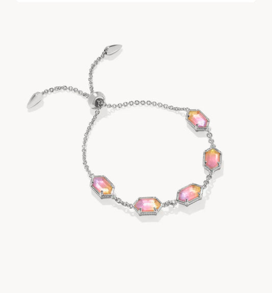 Hallie Delicate Chain Bracelet Rhod Sunrise Watercolor Illusion