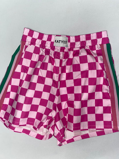 Pink Checkered Boxer Shorts with colored side lining
