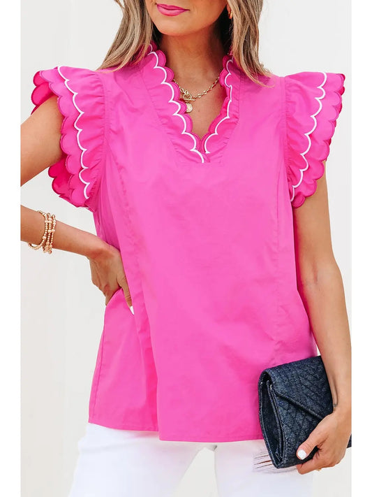 Ruffle v-neck top