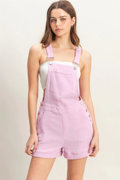 Double Gauze Front Pocket Overall Romper