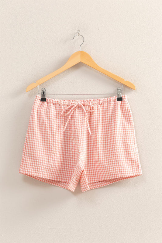 Gingham Pattern Relaxed Fit Shorts