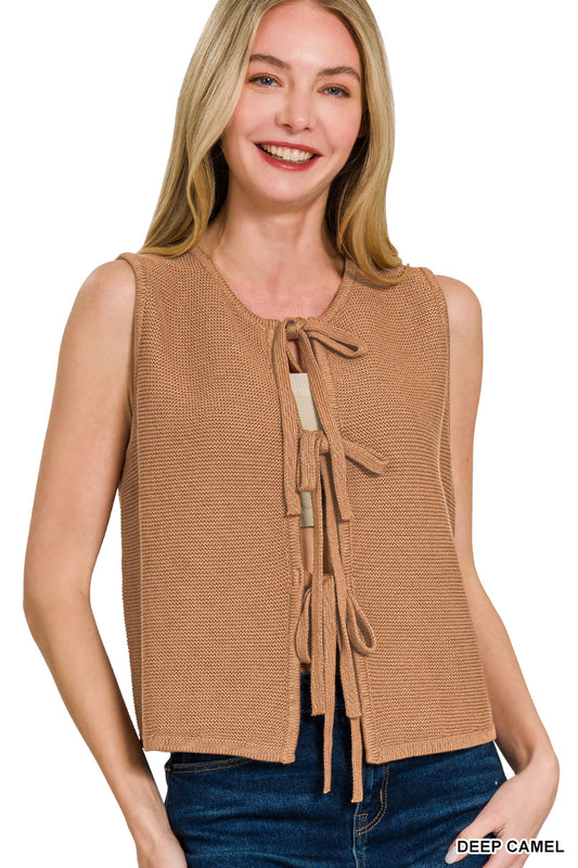 TIE FRONT SWEATER VEST