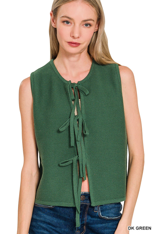 TIE FRONT SWEATER VEST