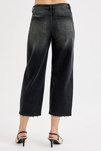SLOUCHY CROP WIDE BARREL LEG JEANS