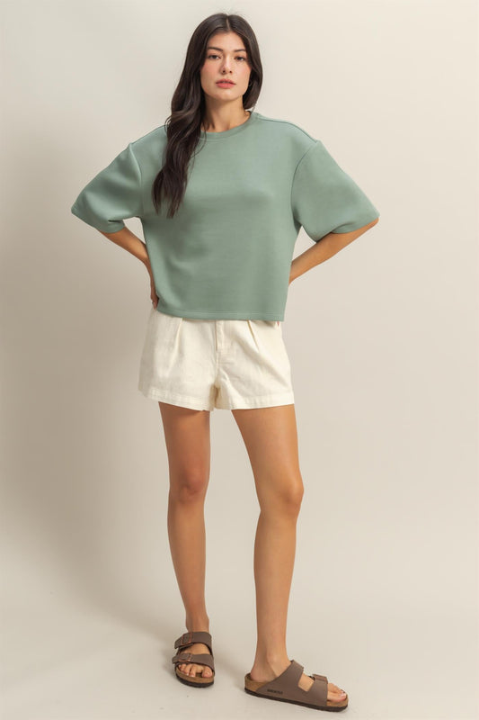 Double Knit Drop Shoulder Everyday Basic Top