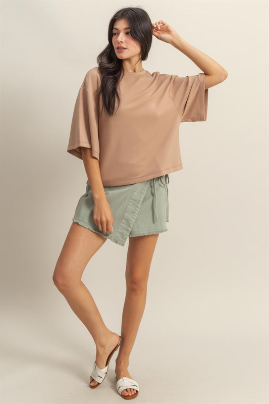 Double Knit Drop Shoulder Everyday Basic Top