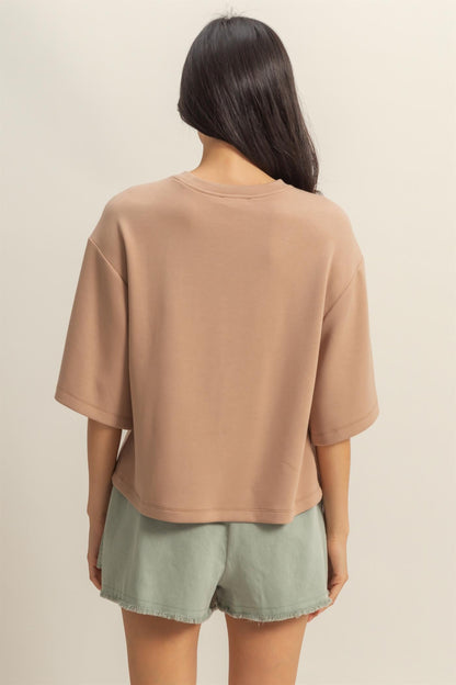 Double Knit Drop Shoulder Everyday Basic Top