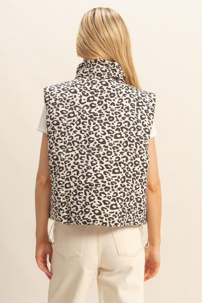 Leopard Print Puffer Vest