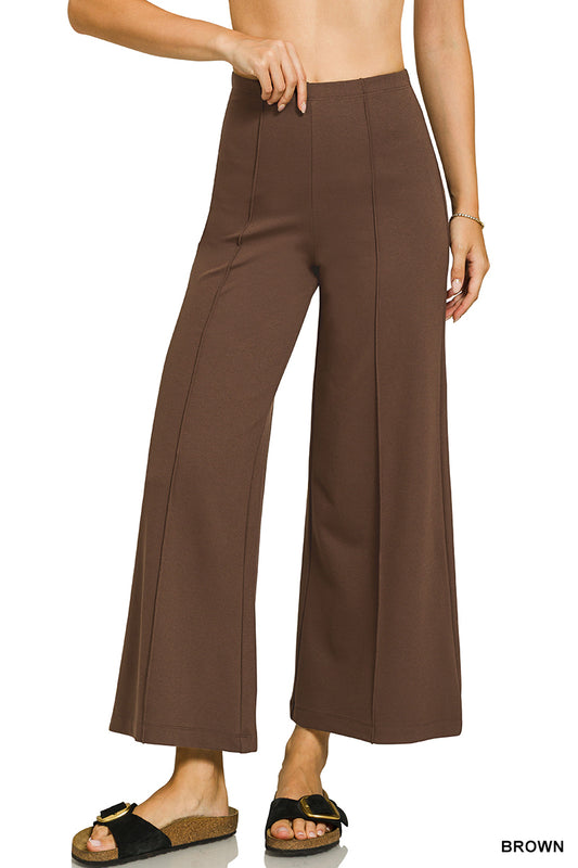 HEAVY PONTE ELASTIC WAISTBAND PINTUCK PANTS