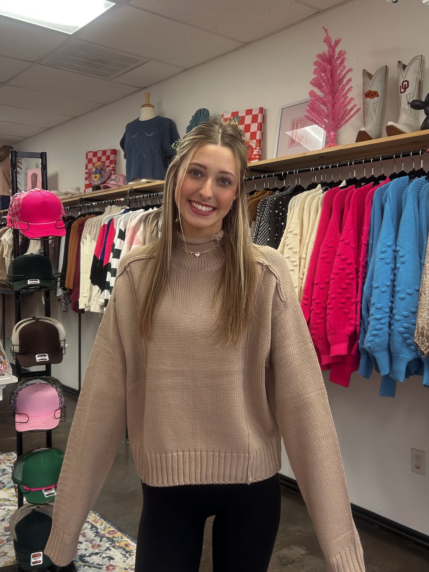 TAN TURTLE NECK SWEATER