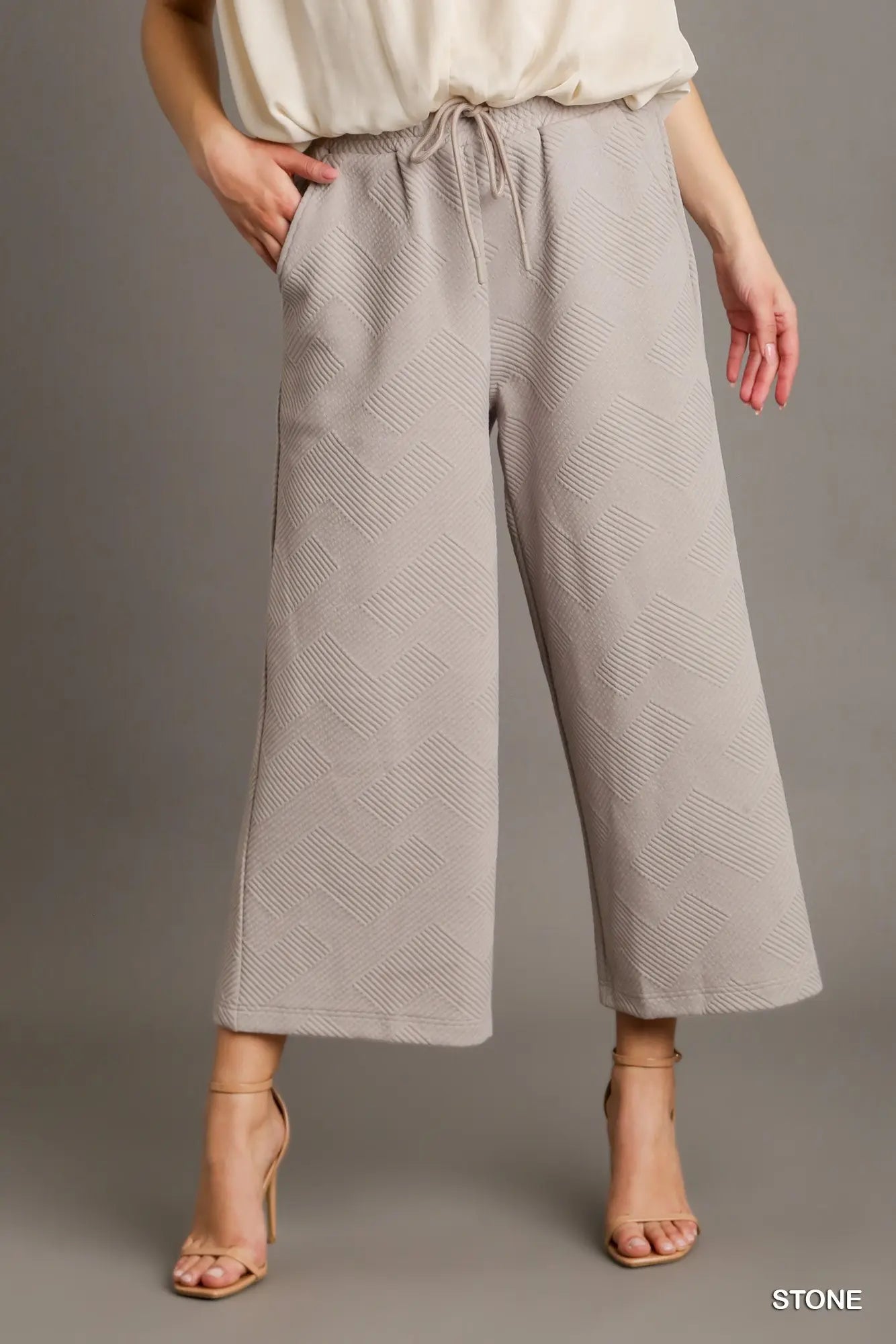 bottoms stone Straight Fit Sweatpants with Waistband & Adjustable Tie