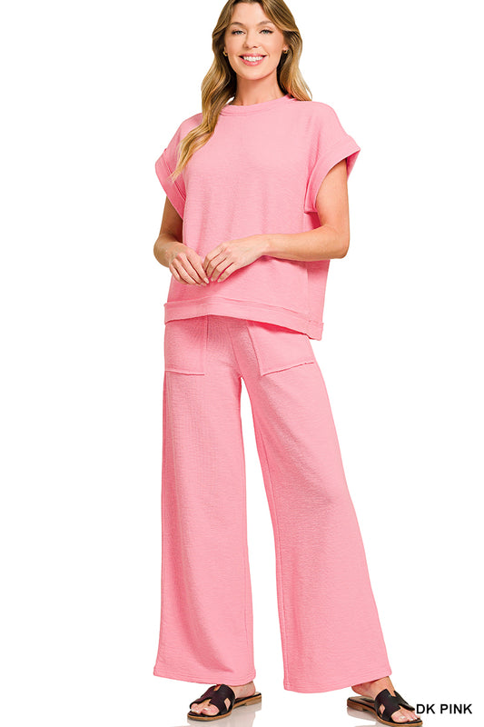 Pink short sleeve pant set