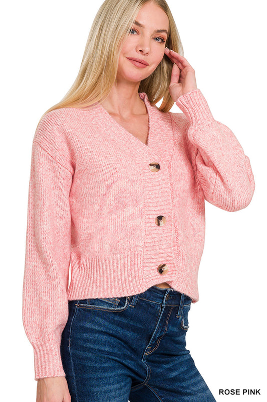 Rose pink cardigan sweater