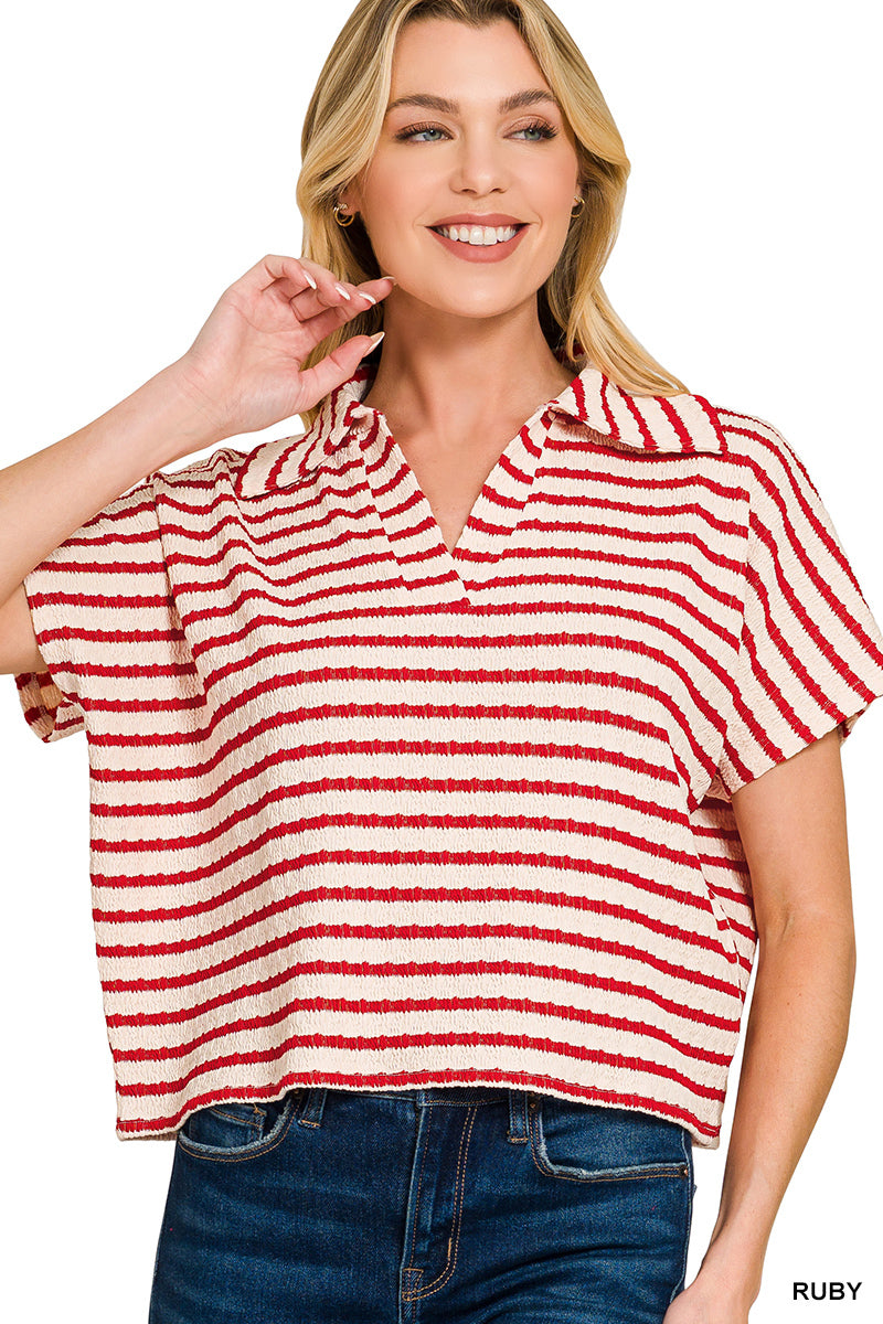 Ruby red striped top