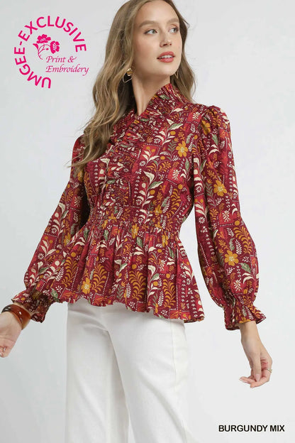 Long sleeve floral blouse
