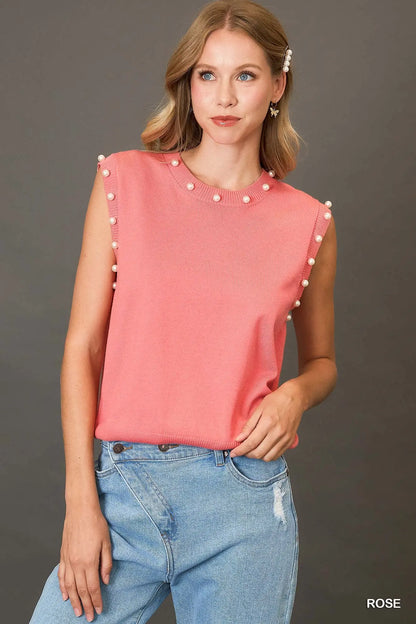 Rose pearl sweater vest
