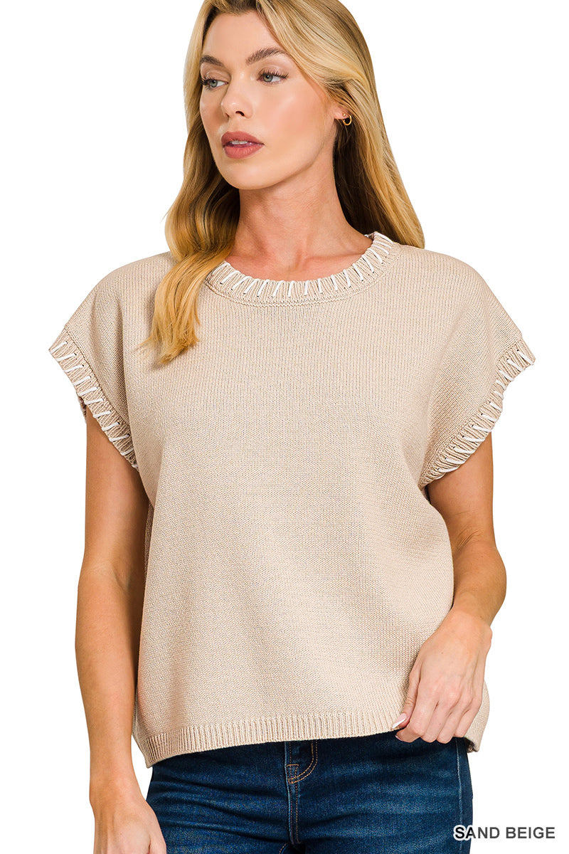 STITCH DETAILED OVERSIZE SWEATER VEST