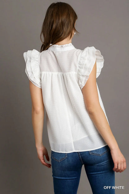 Off white ruffle sleeve blouse