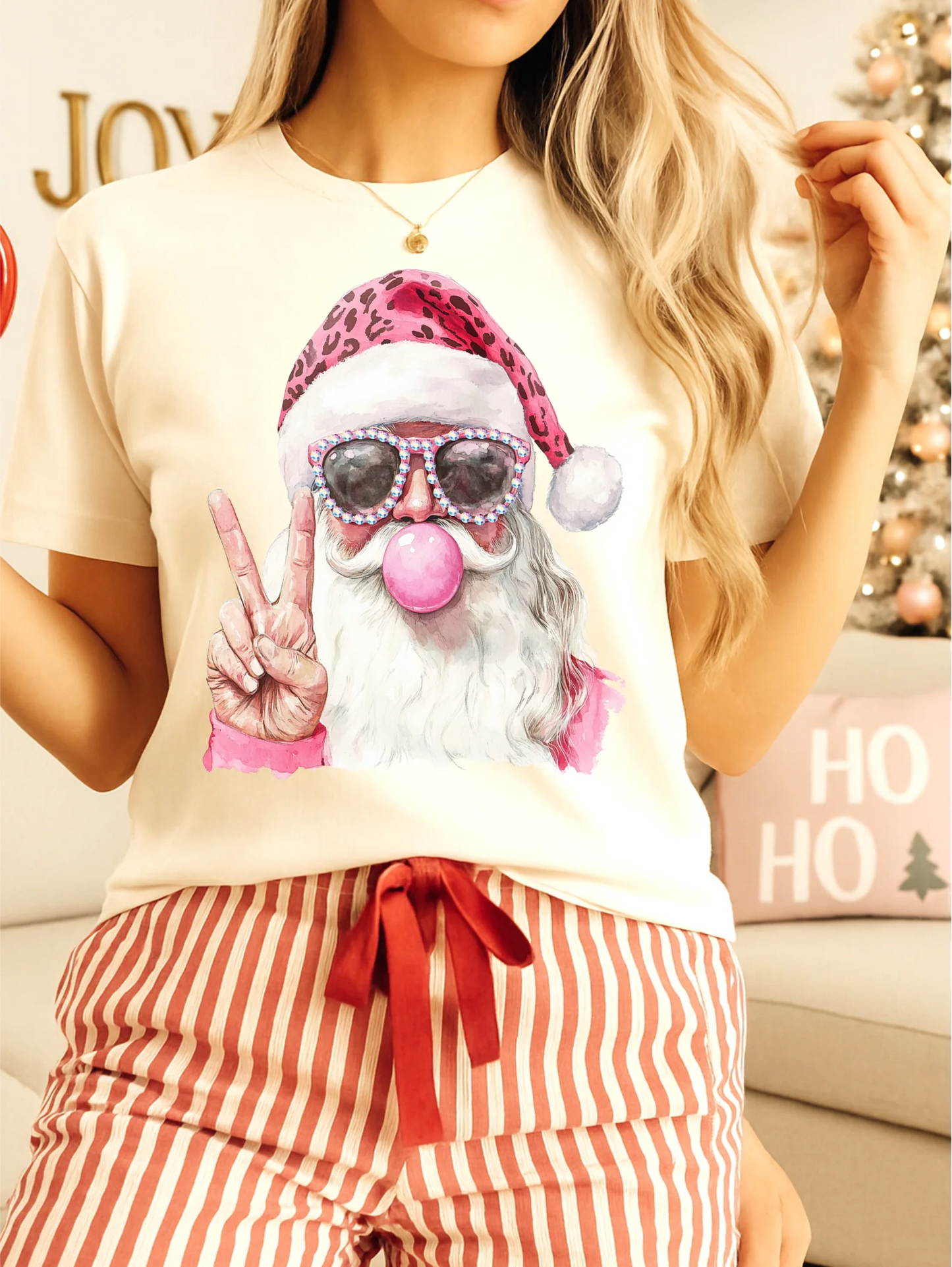 Santa Peace Bubble Graphic Tee