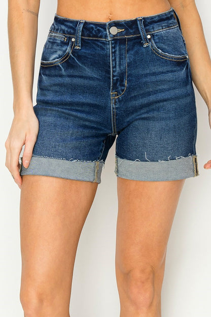 HIGH RISE CUFFED SHORTS DARK