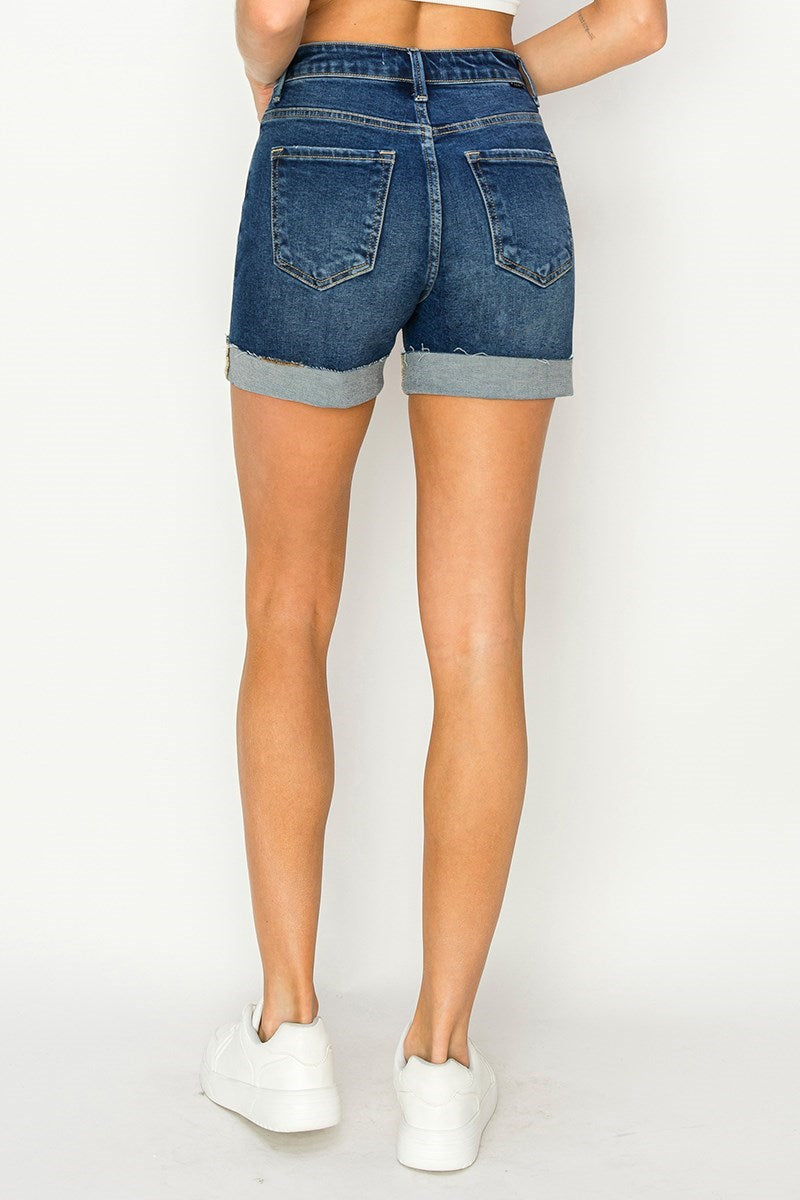 HIGH RISE CUFFED SHORTS DARK