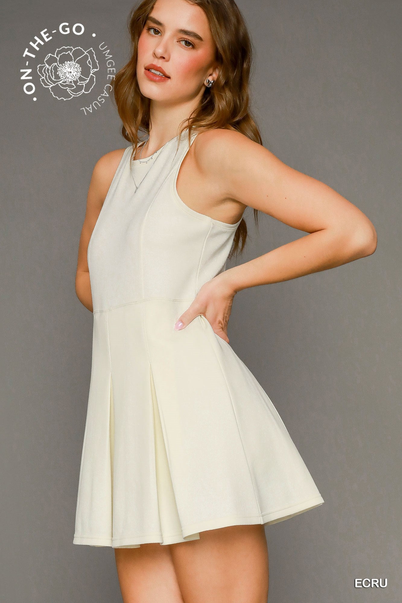 Luxeknit Sleeveless Pleated Mini Dress