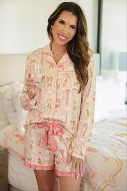BOWS & BUBBLY RUFFLE PAJAMA SET