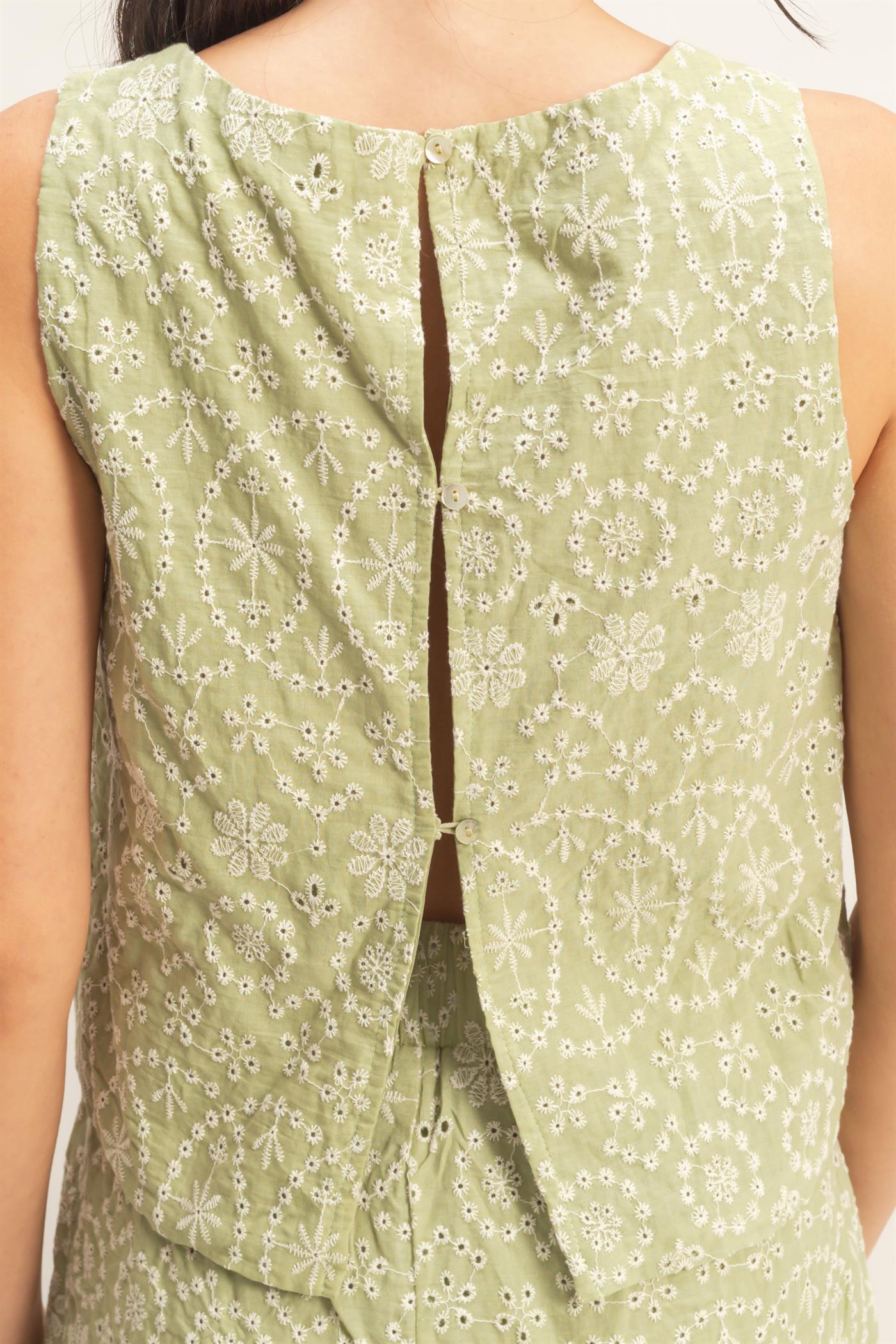 Eyelet Sleeveless Top & Shorts Set