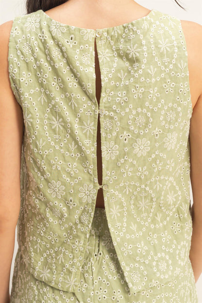 Eyelet Sleeveless Top & Shorts Set