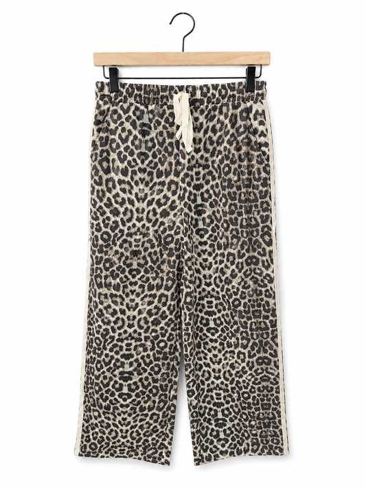 Cream Leopard Wide Leg Pants
