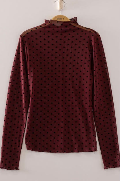 Polka Dot Mesh Top- black/red