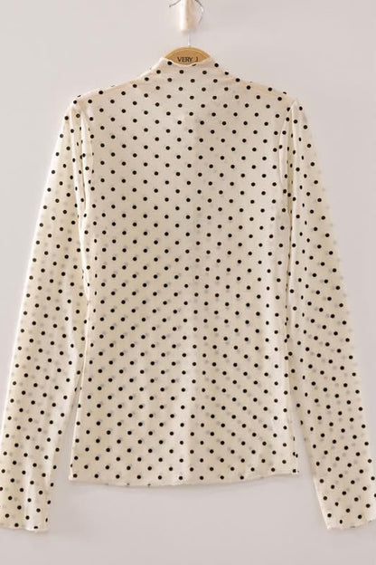 Polka Dot Mesh Top- black/white