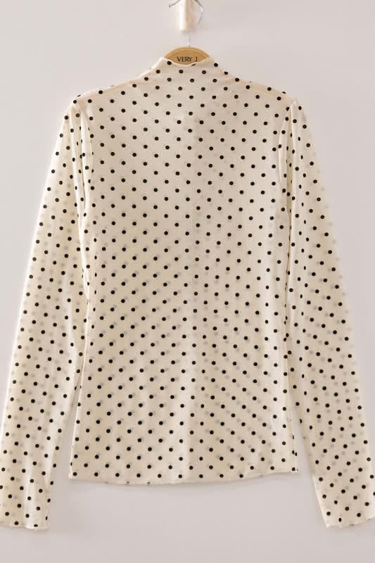 Polka Dot Mesh Top- black/white