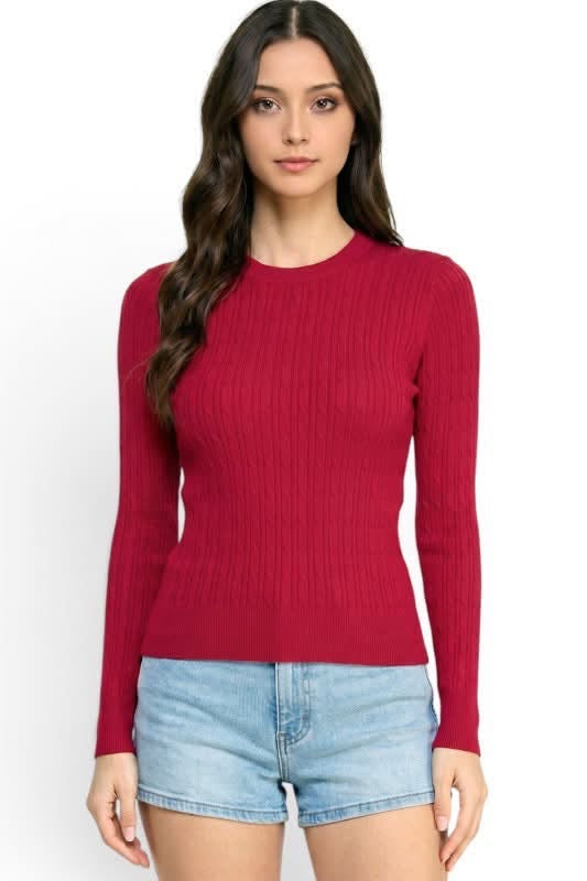 Ribbed Contour Top/ BURGANDY