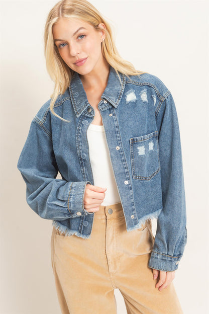 Frayed Hem Denim Jacket