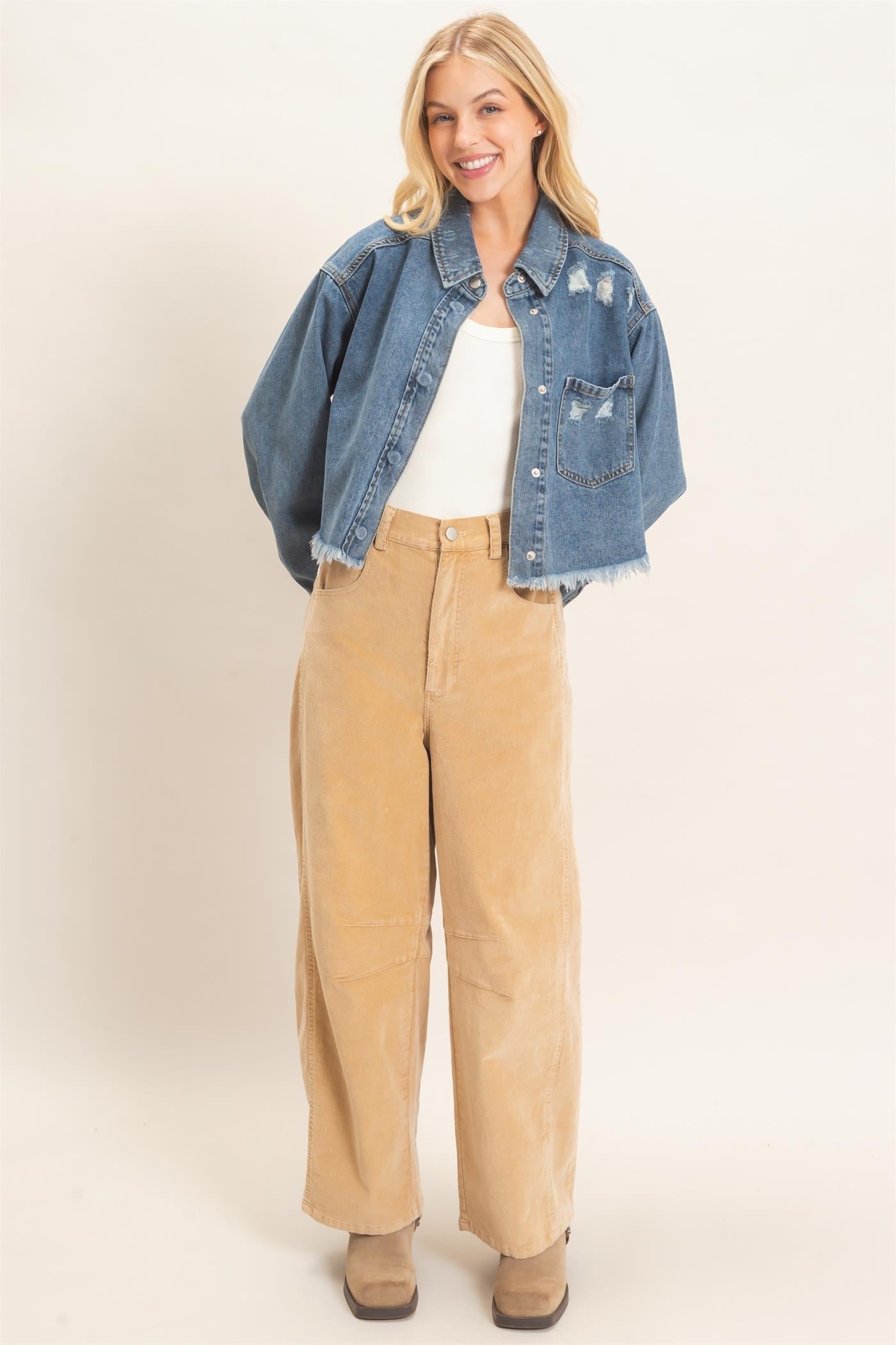Frayed Hem Denim Jacket