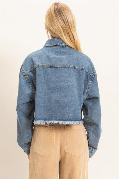 Frayed Hem Denim Jacket