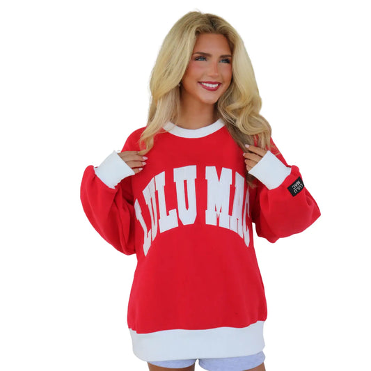LM-SW-1002 Color Block Sweatshirt Red/White - Stitch